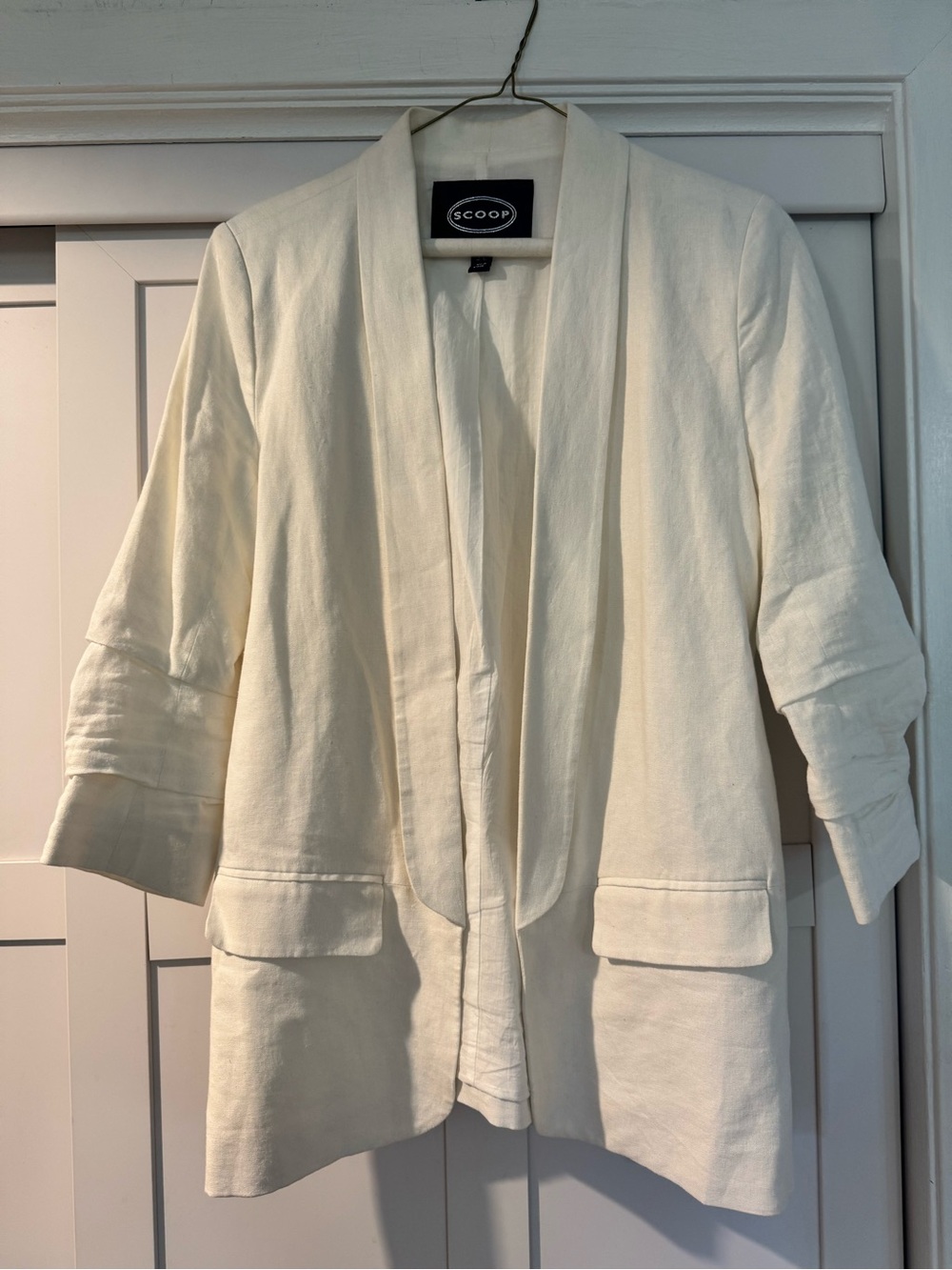 Scoop Open Front Blazer in 100% cotton